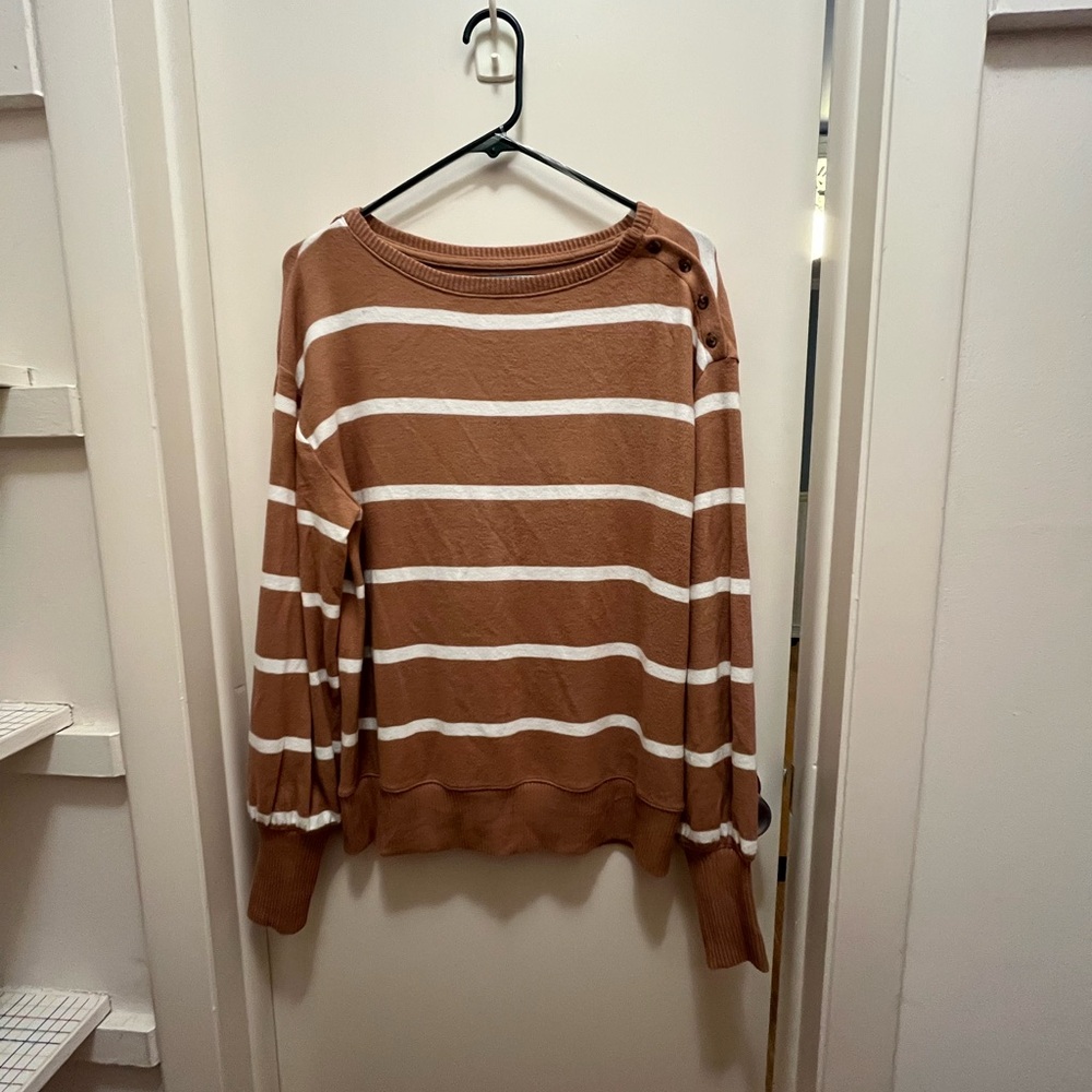 Sonoma Brown and White Striped Sweater
